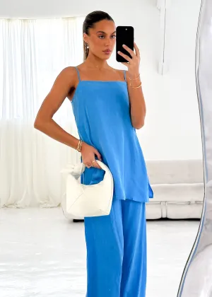 Leilyn Cupro Tunic Top - Cobalt