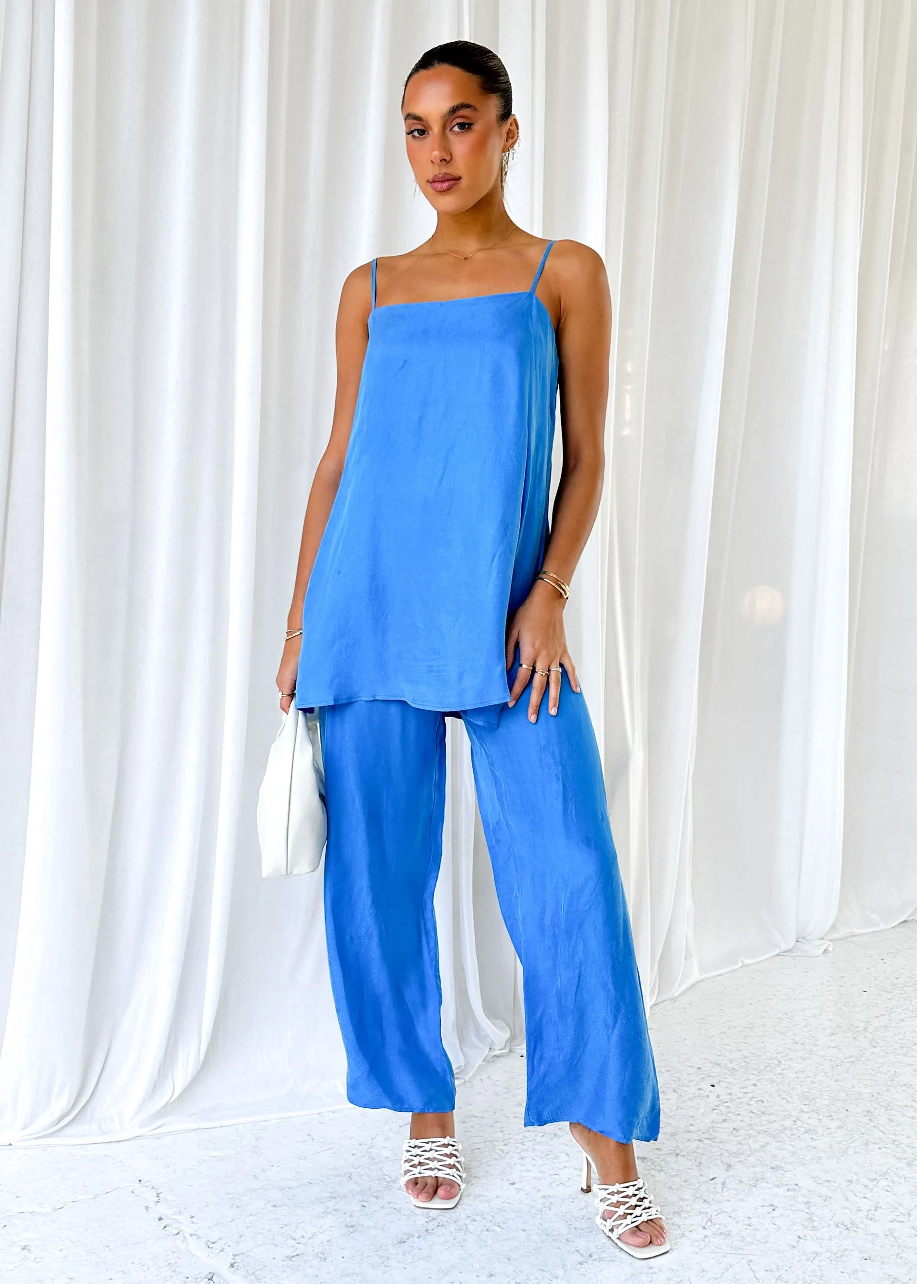 Leilyn Cupro Tunic Top - Cobalt