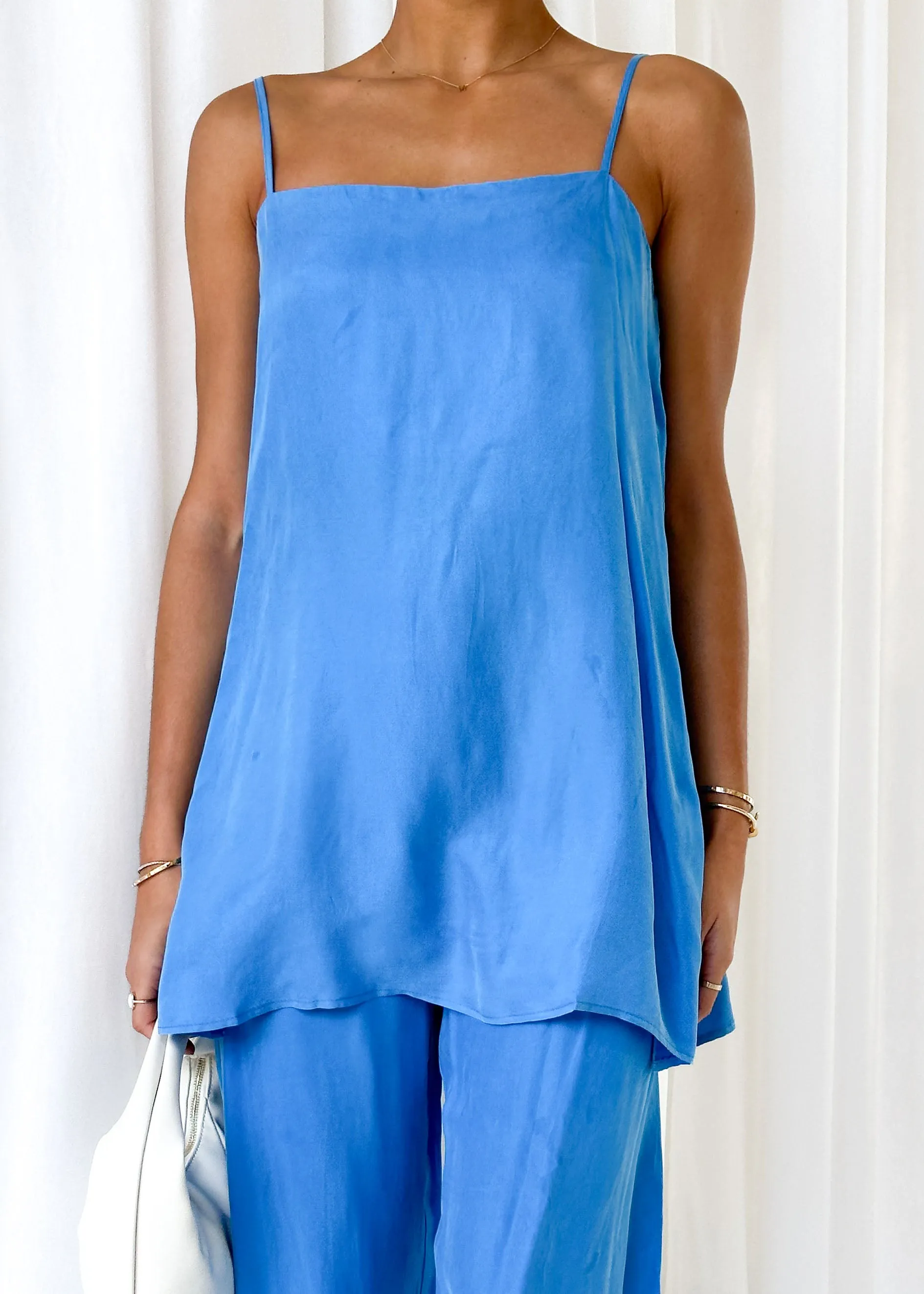 Leilyn Cupro Tunic Top - Cobalt