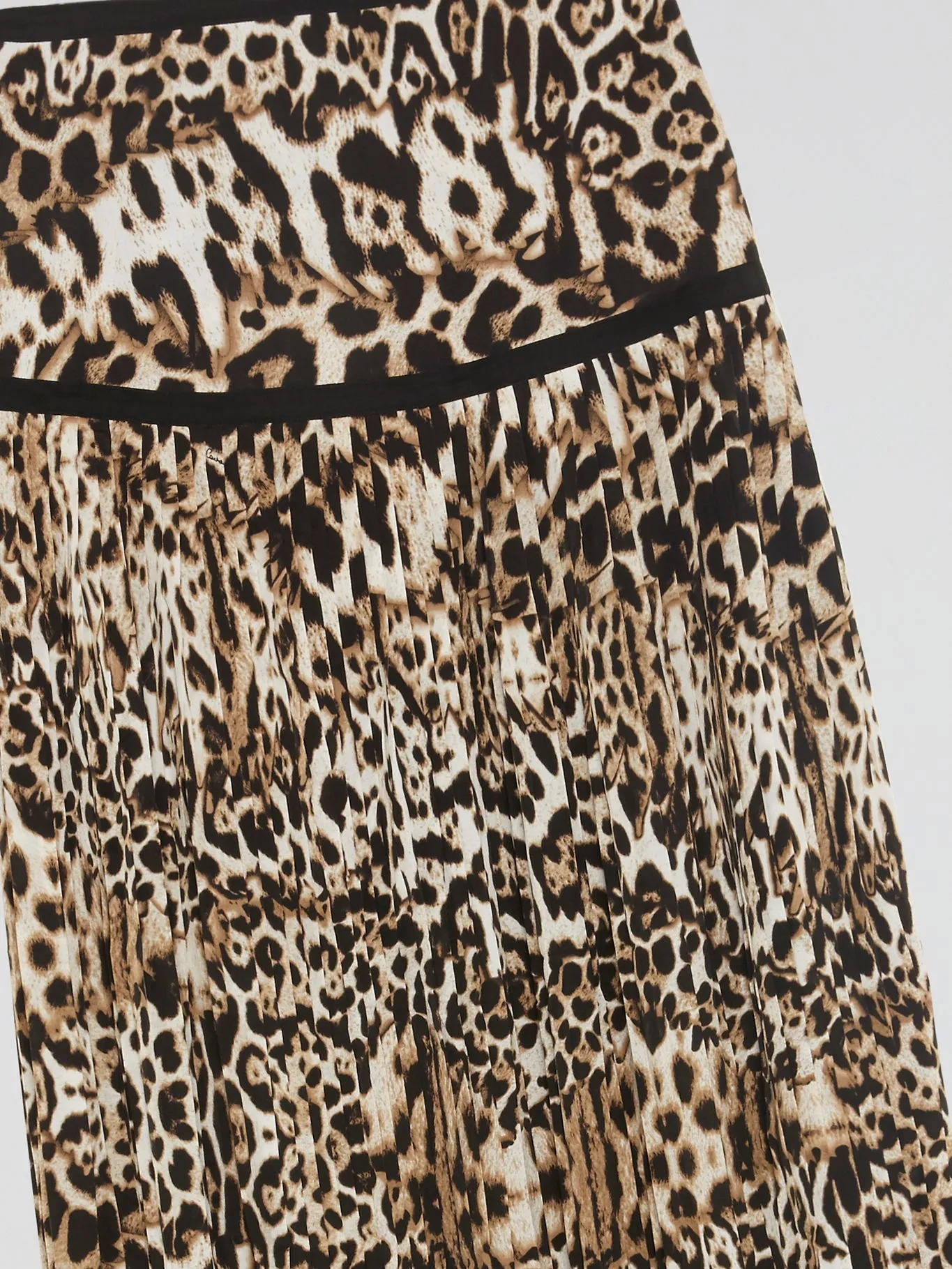 Leopard Print Pleated Maxi Skirt