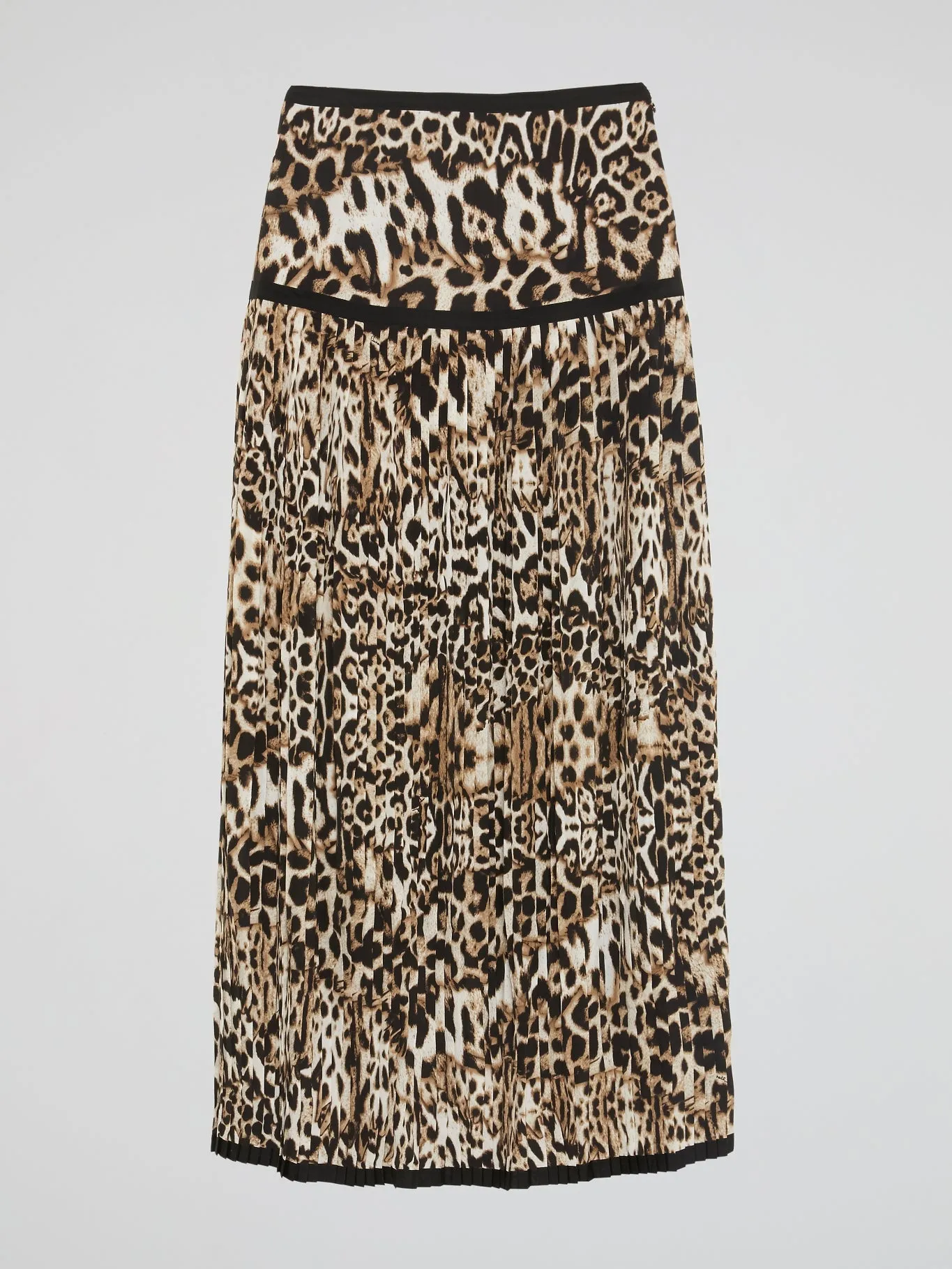 Leopard Print Pleated Maxi Skirt