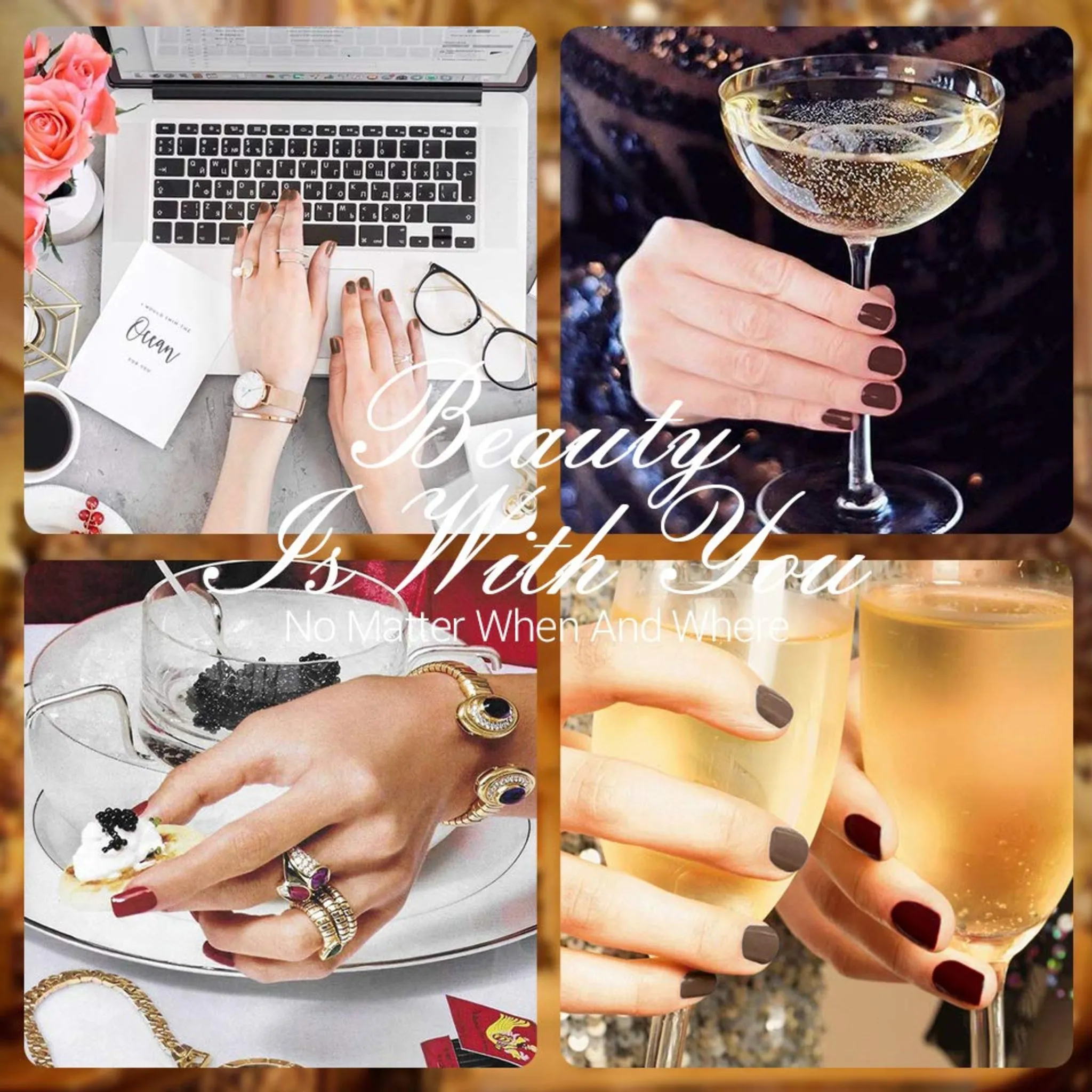 Like New/Unboxed- Modelones Gel Nail Polish- Art Deco White Nude Champagne Gold Silver Burgundy Gel Polish- 6 PCS 10ML Soak Off UV Nail Gel Polish