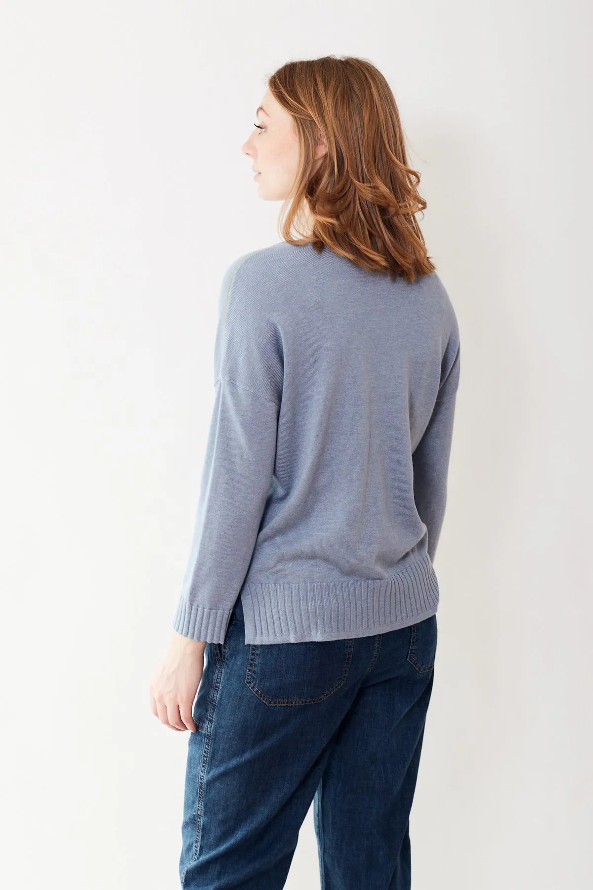 Lilla P 3/4 Sleeve Split Neck Sweater