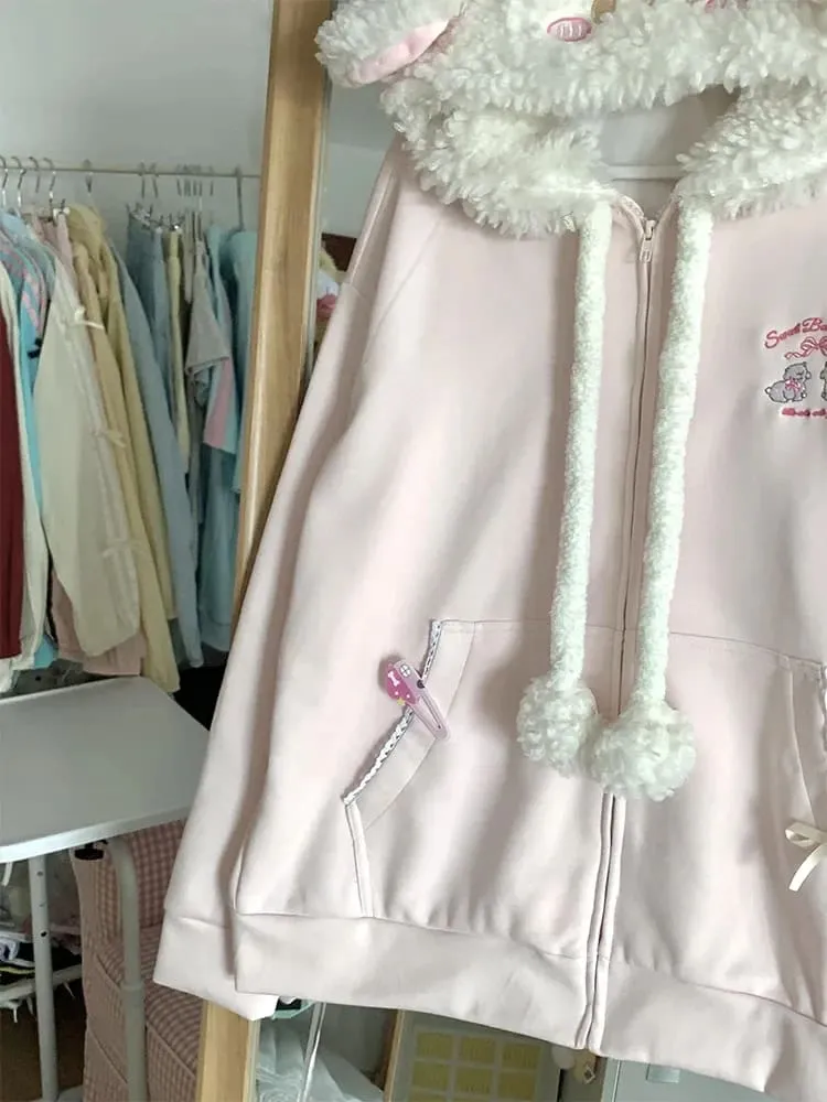 Littlest Lamb Fuzzy Zip Up Hoodie
