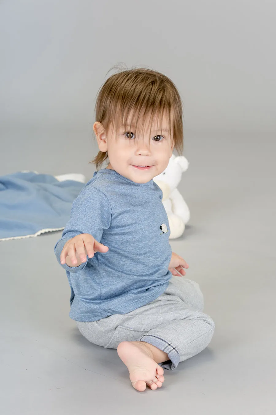 Long Sleeve Sheep Shirt, Vintage Blue