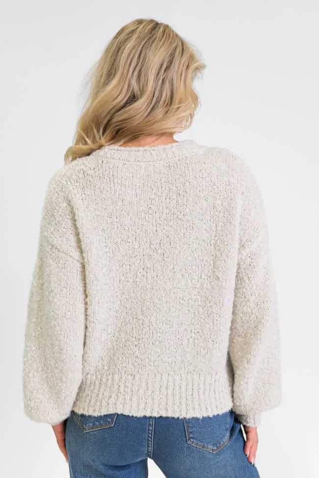 Longer Nights Stone Fuzzy Pocketed Sweater FINAL SALE