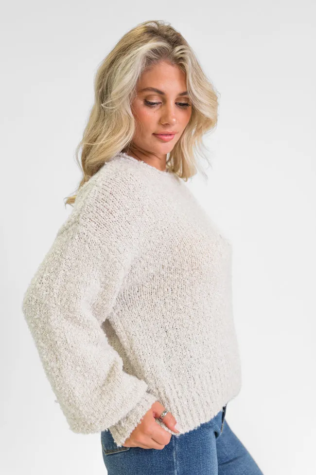 Longer Nights Stone Fuzzy Pocketed Sweater FINAL SALE