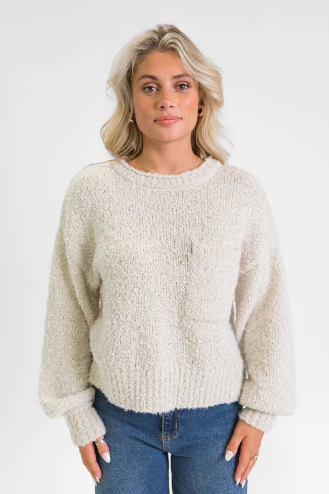 Longer Nights Stone Fuzzy Pocketed Sweater FINAL SALE