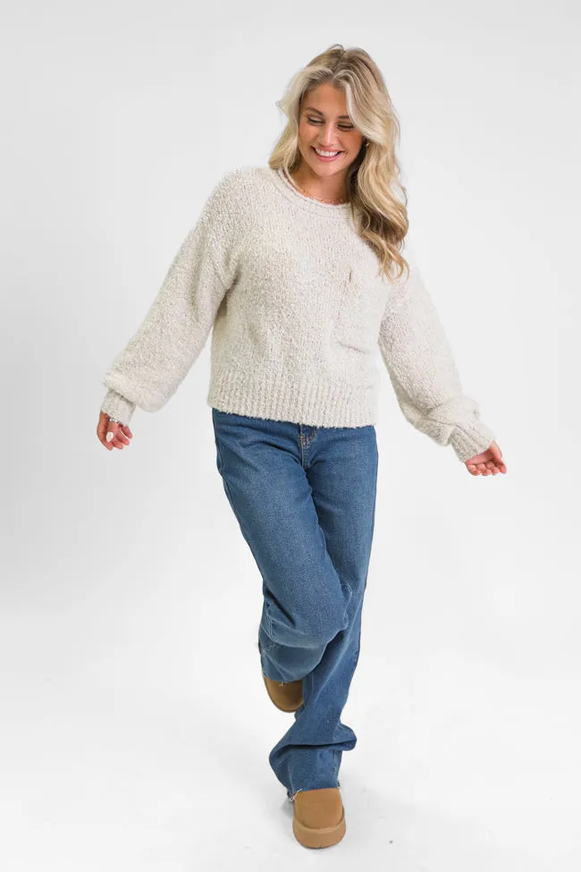Longer Nights Stone Fuzzy Pocketed Sweater FINAL SALE