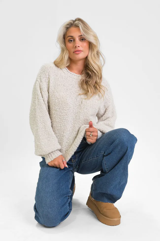 Longer Nights Stone Fuzzy Pocketed Sweater FINAL SALE