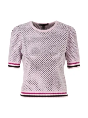 Marc Cain Short-Sleeve Sweater in Bright Rose Tan
