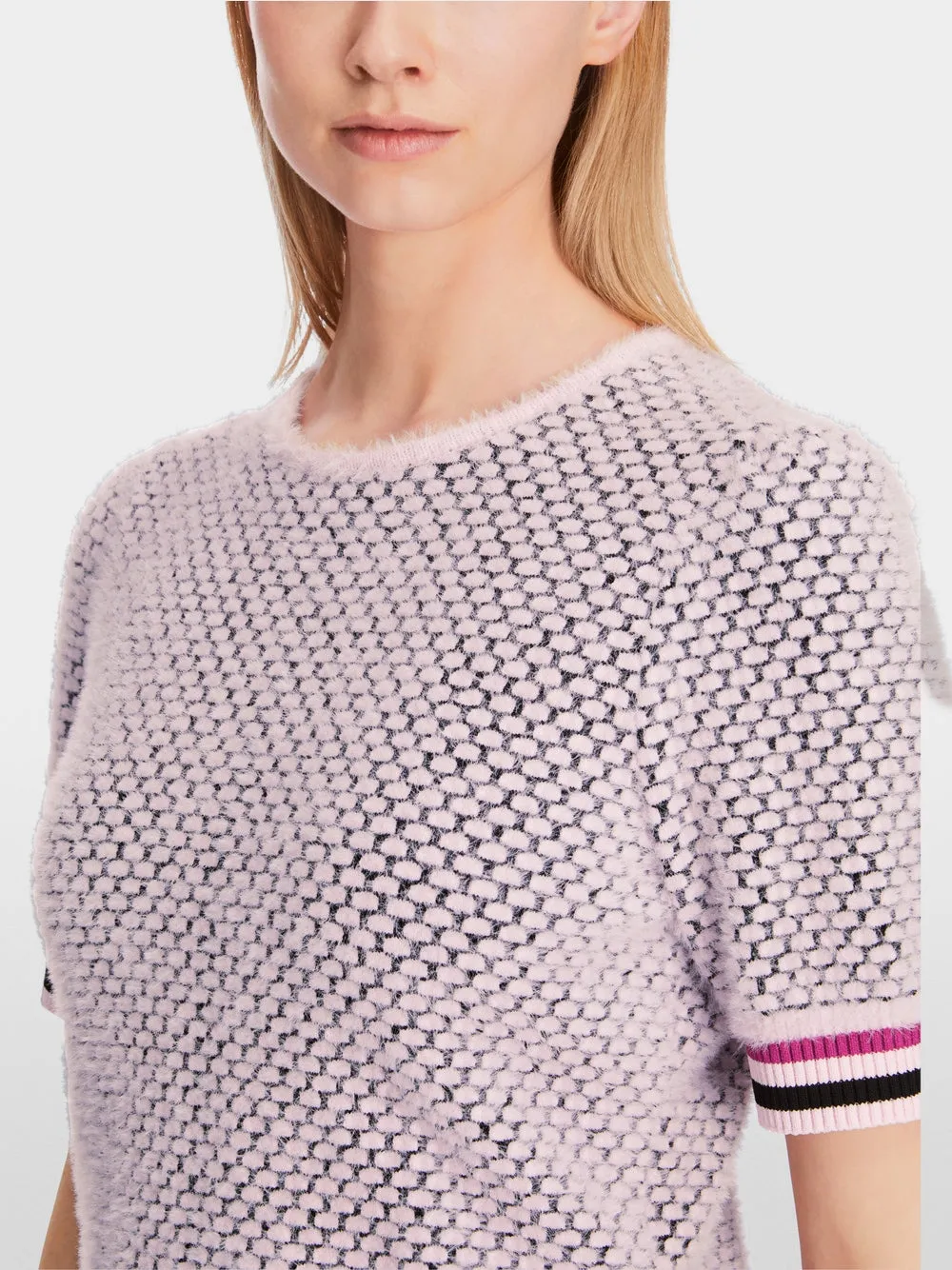 Marc Cain Short-Sleeve Sweater in Bright Rose Tan
