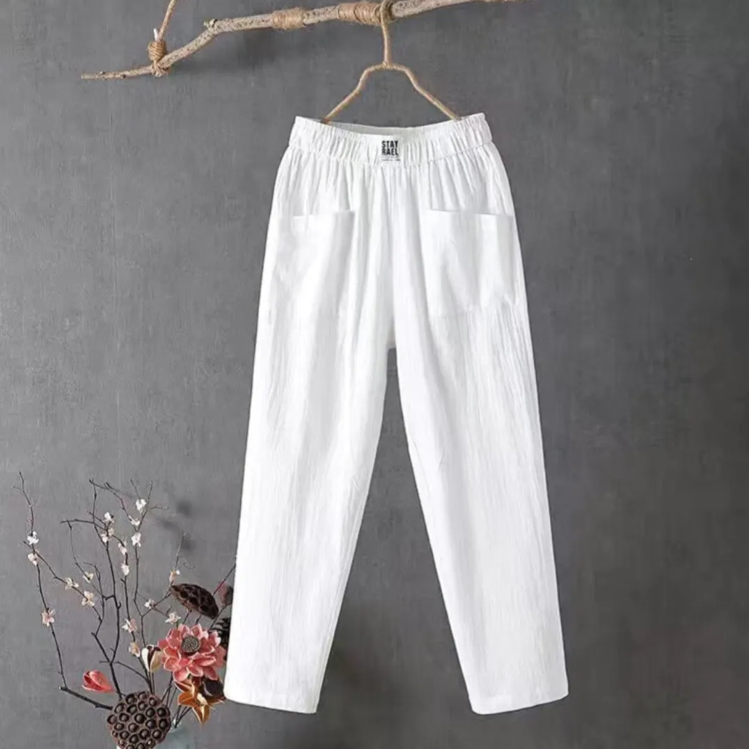 MARIKA - Linen pants with elastic waistband
