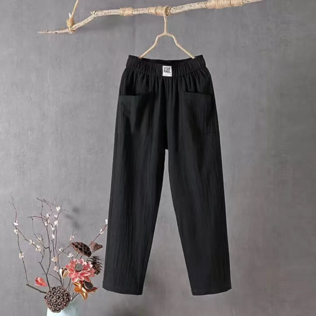 MARIKA - Linen pants with elastic waistband