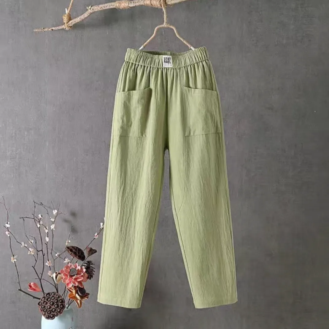 MARIKA - Linen pants with elastic waistband