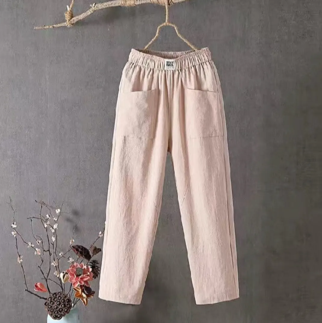 MARIKA - Linen pants with elastic waistband