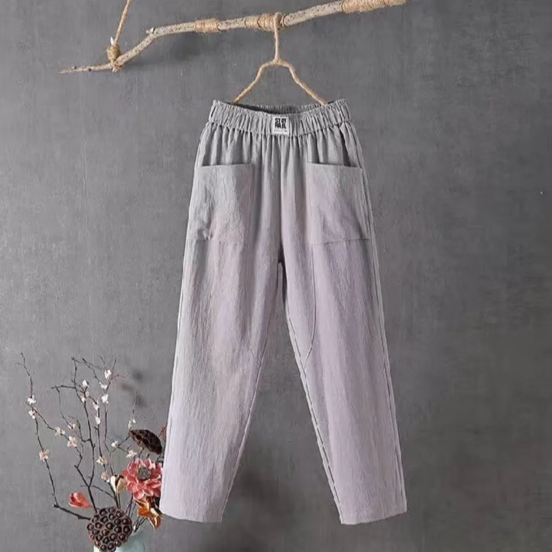 MARIKA - Linen pants with elastic waistband