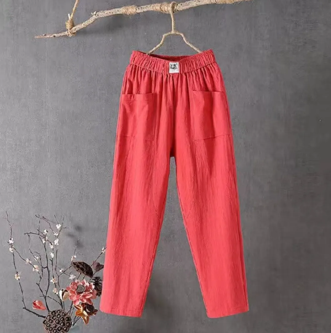 MARIKA - Linen pants with elastic waistband