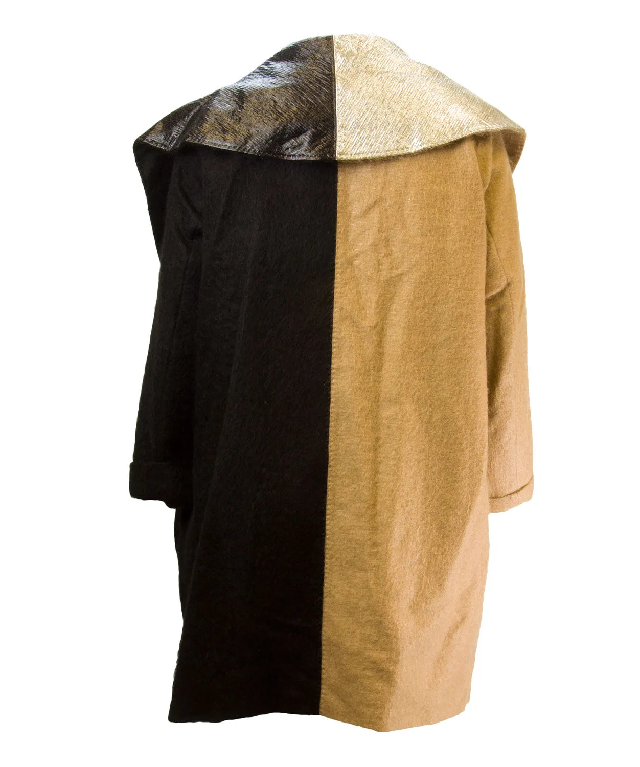 MARINA RINALDI Women's Camel Night Colorblock Coat $3205 NWT