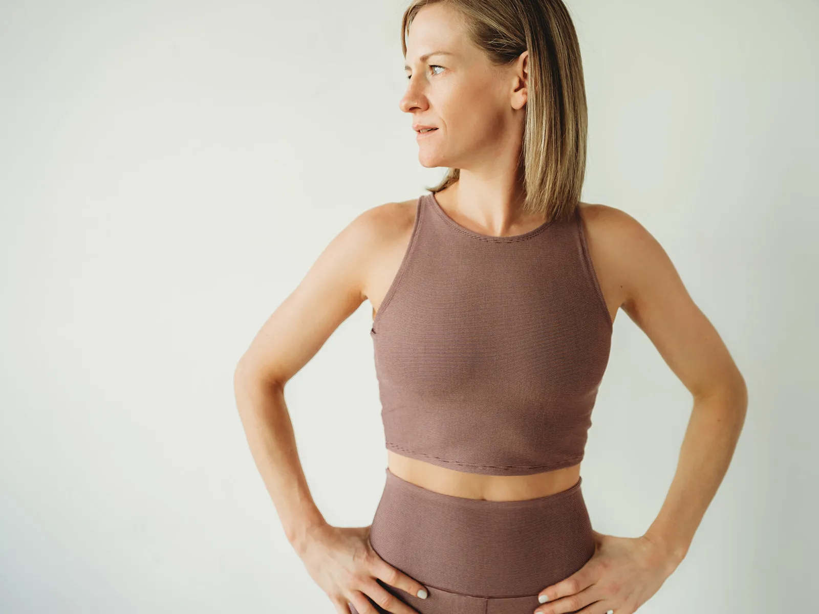 Mauve Microstripe Crop Top *FINAL SALE*