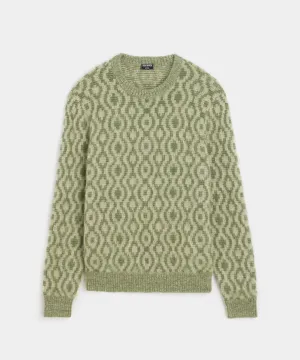 Mohair Geo Crewneck in Dusty Sage