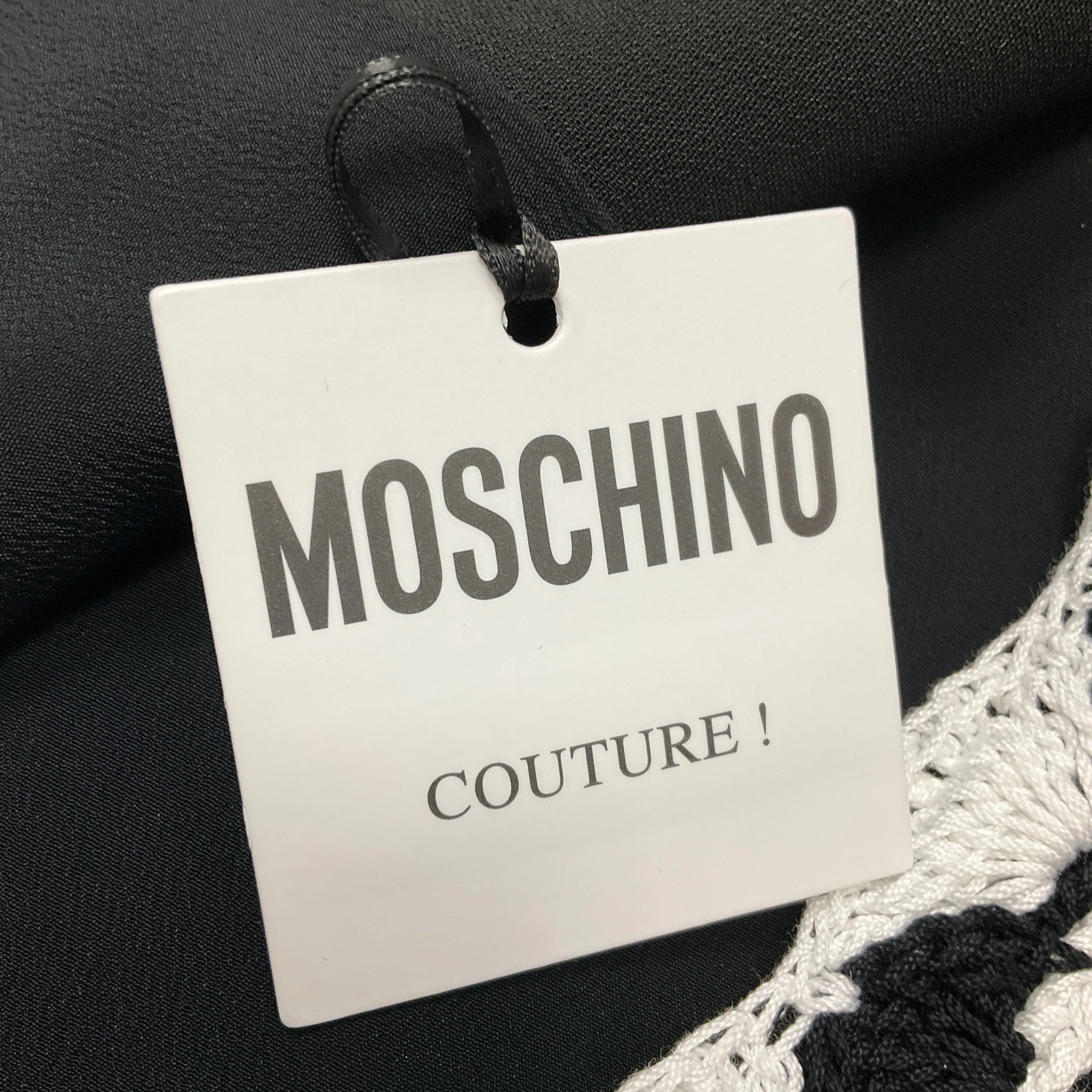 Moschino Couture Black / White 2022 Crochet Trim Crepe Jacket