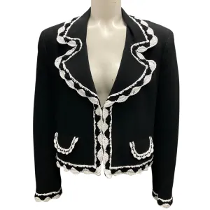 Moschino Couture Black / White 2022 Crochet Trim Crepe Jacket