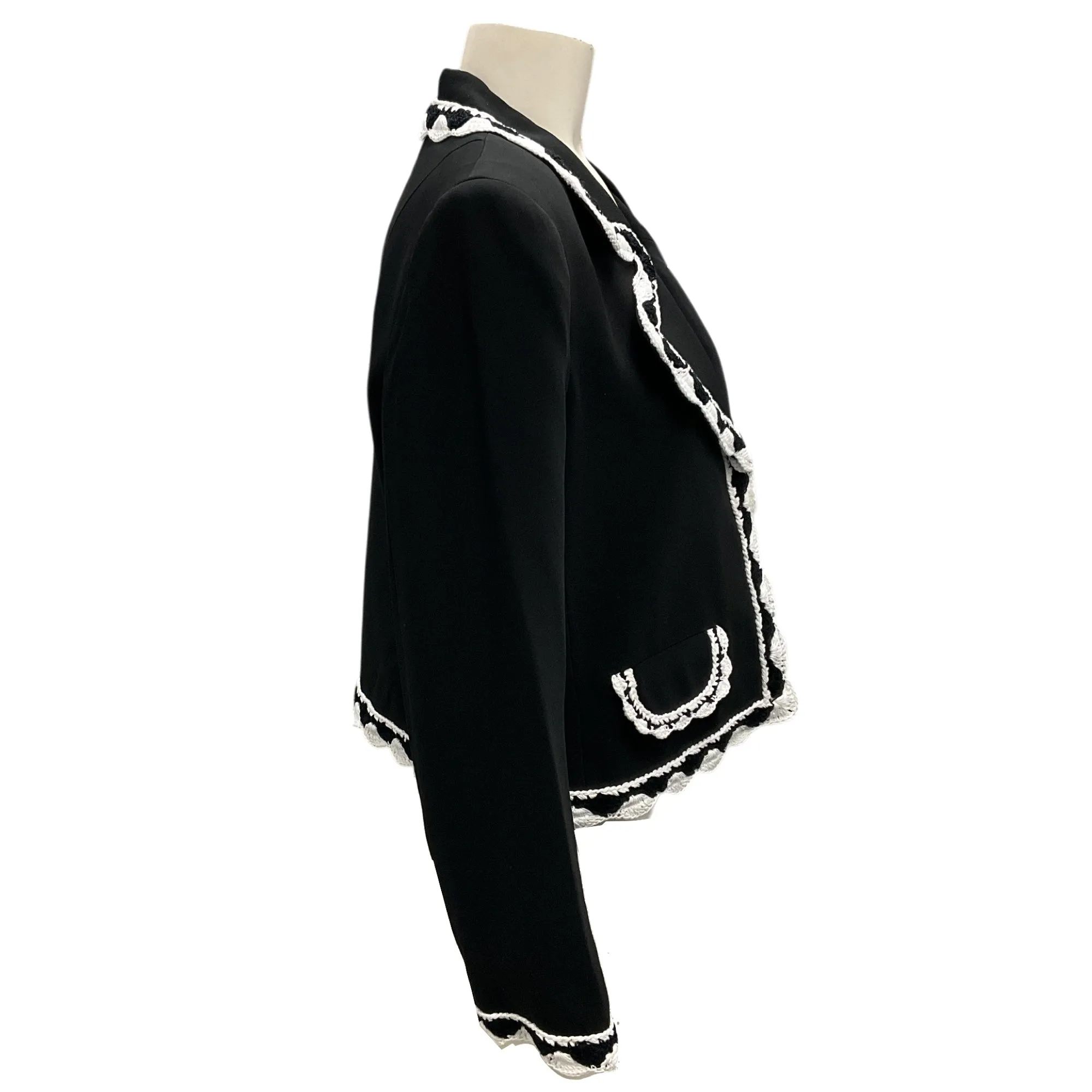 Moschino Couture Black / White 2022 Crochet Trim Crepe Jacket