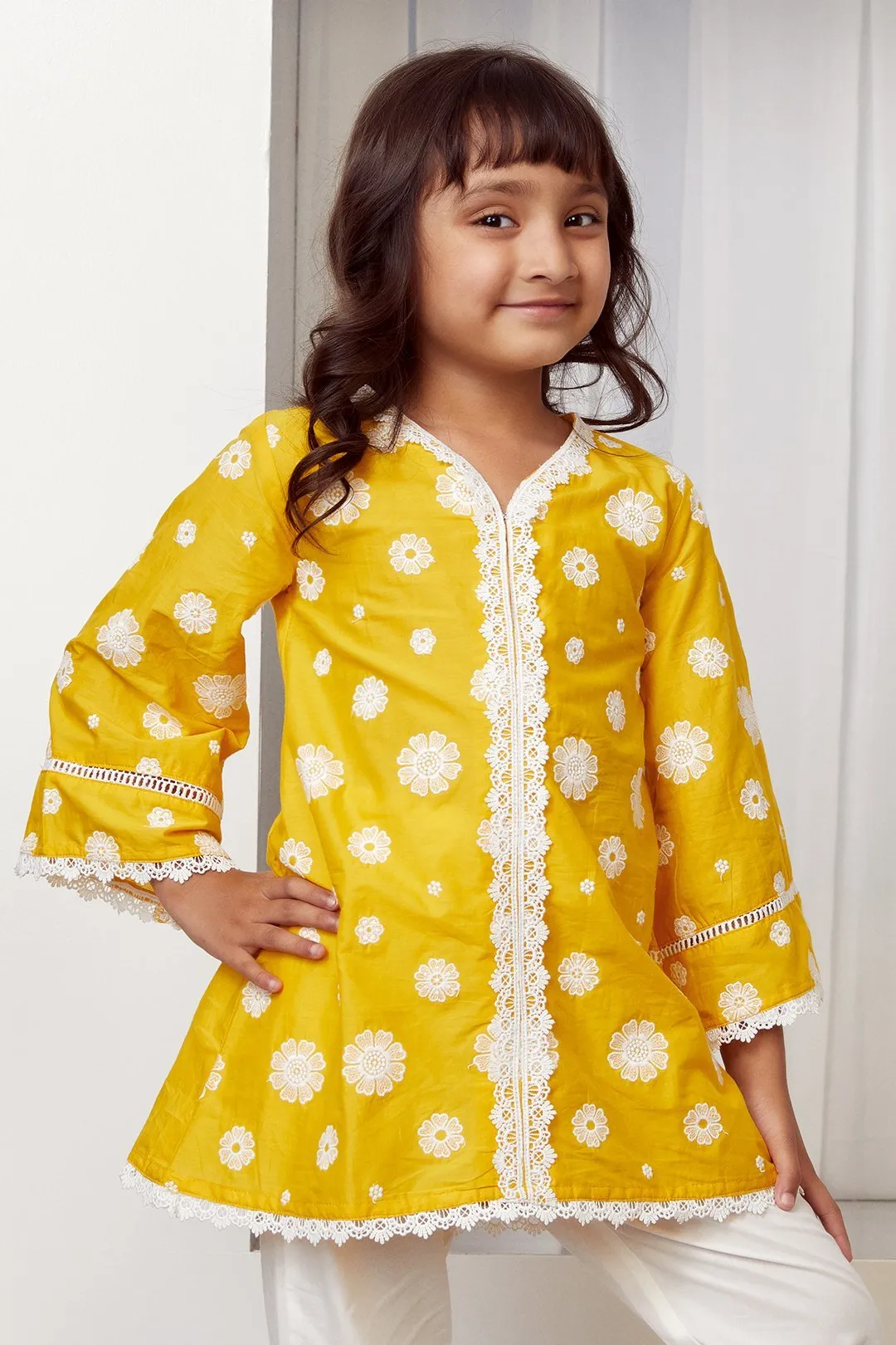 Mulmul Cotton Bloom Kurta With Bloom pyajama