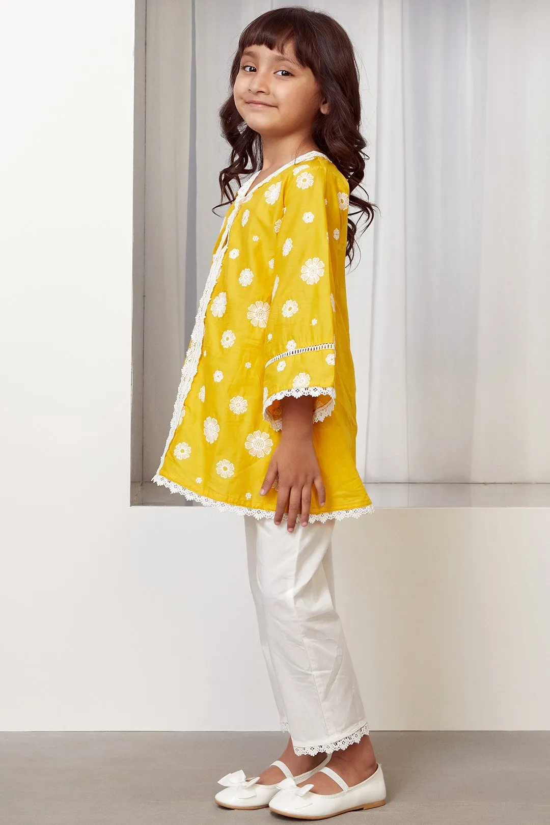 Mulmul Cotton Bloom Kurta With Bloom pyajama
