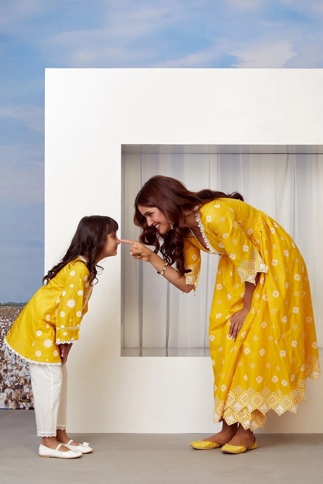 Mulmul Cotton Bloom Kurta With Bloom pyajama