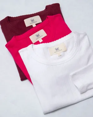 Multi - 3-Pack Pointelle Long Sleeve - Shirt Bundle