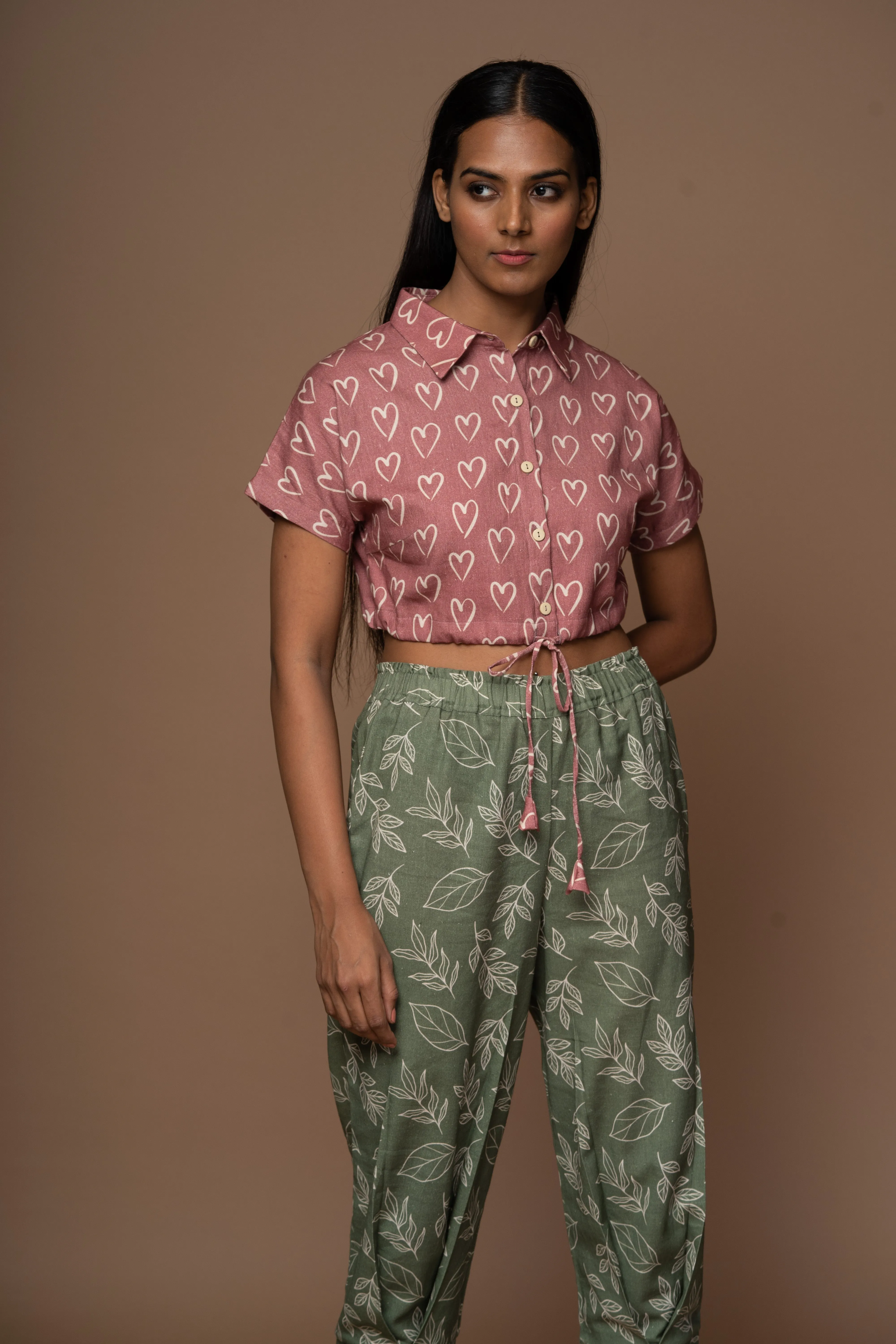 Muted Mauve Classic Collar Crop Top