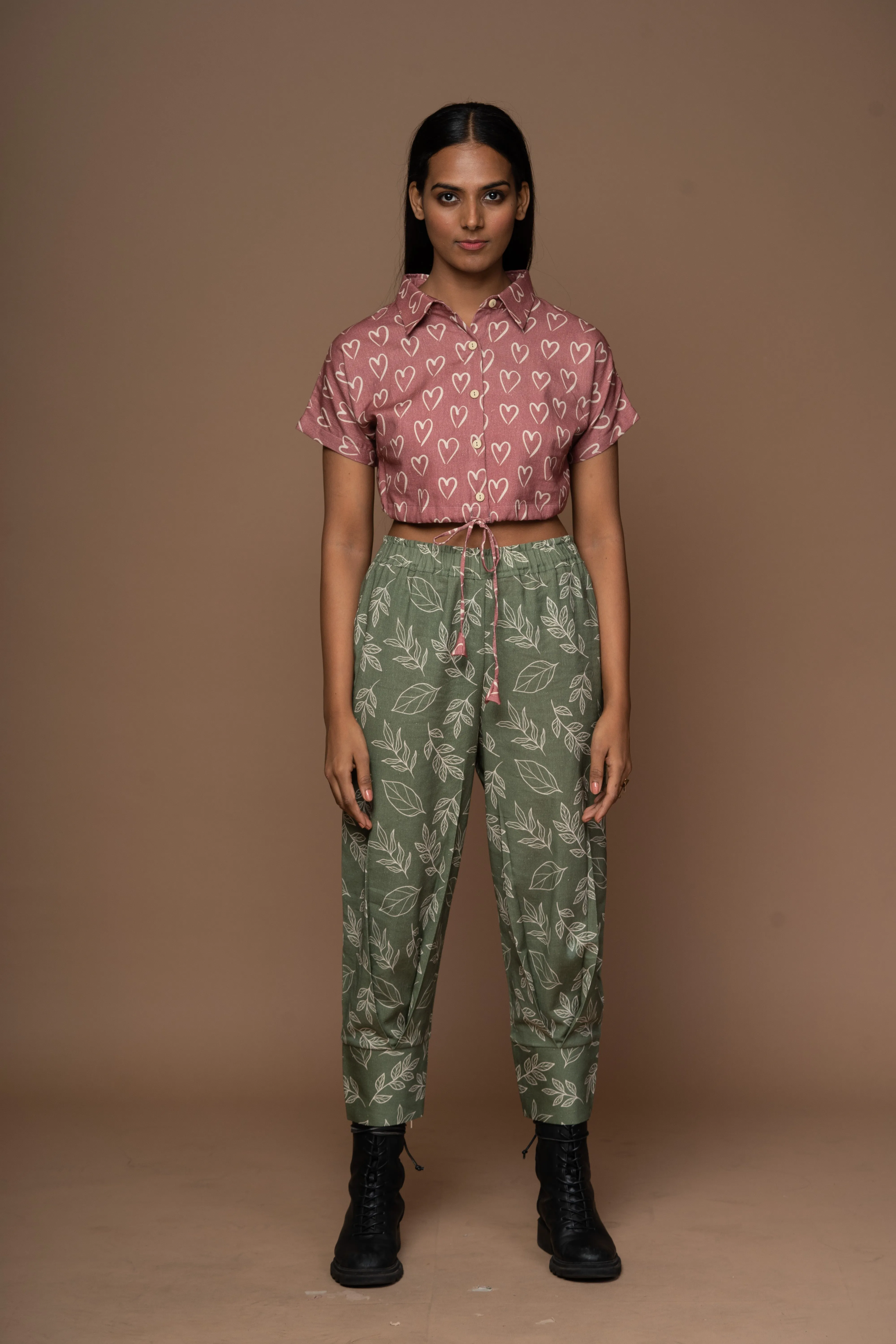 Muted Mauve Classic Collar Crop Top