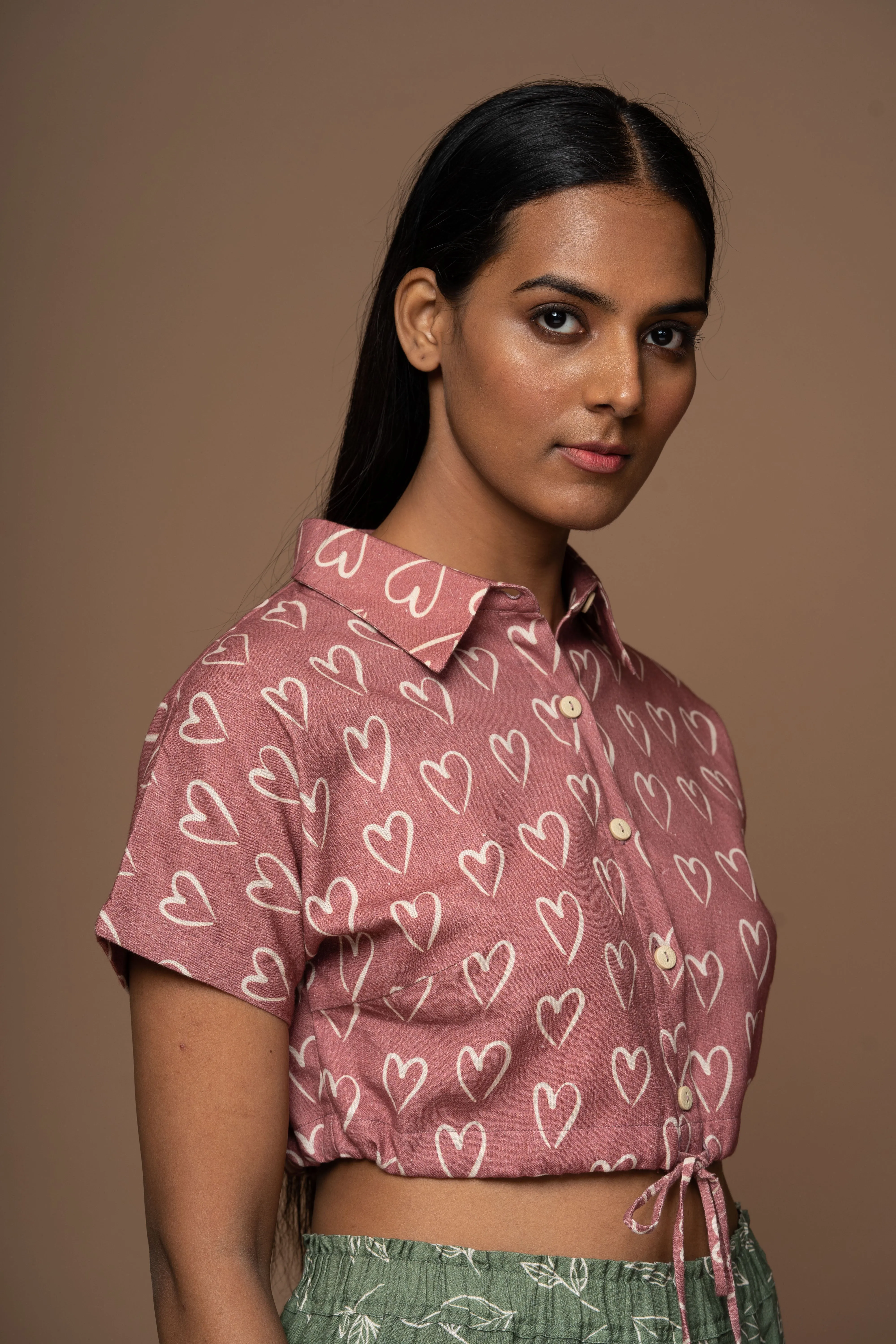 Muted Mauve Classic Collar Crop Top