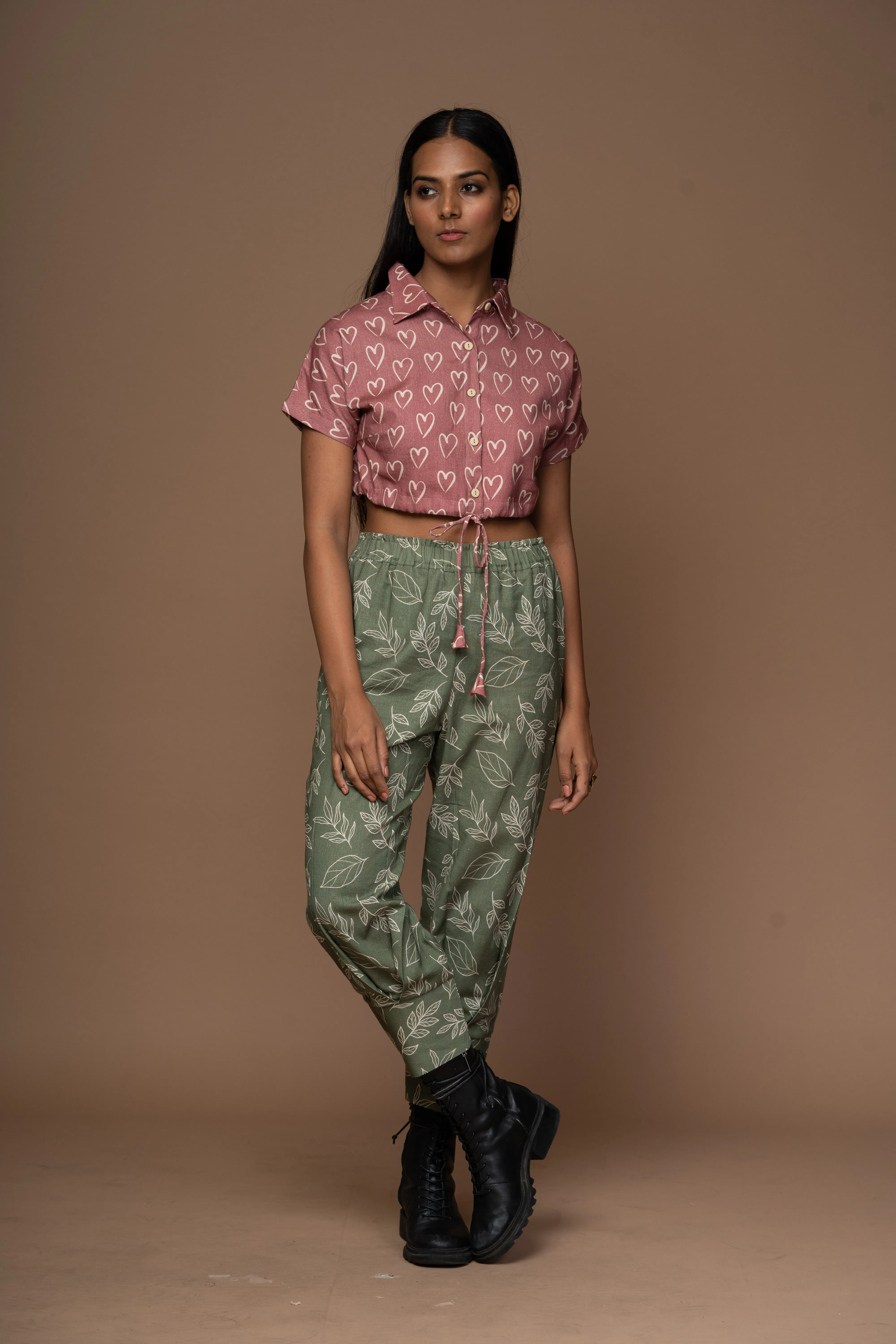 Muted Mauve Classic Collar Crop Top