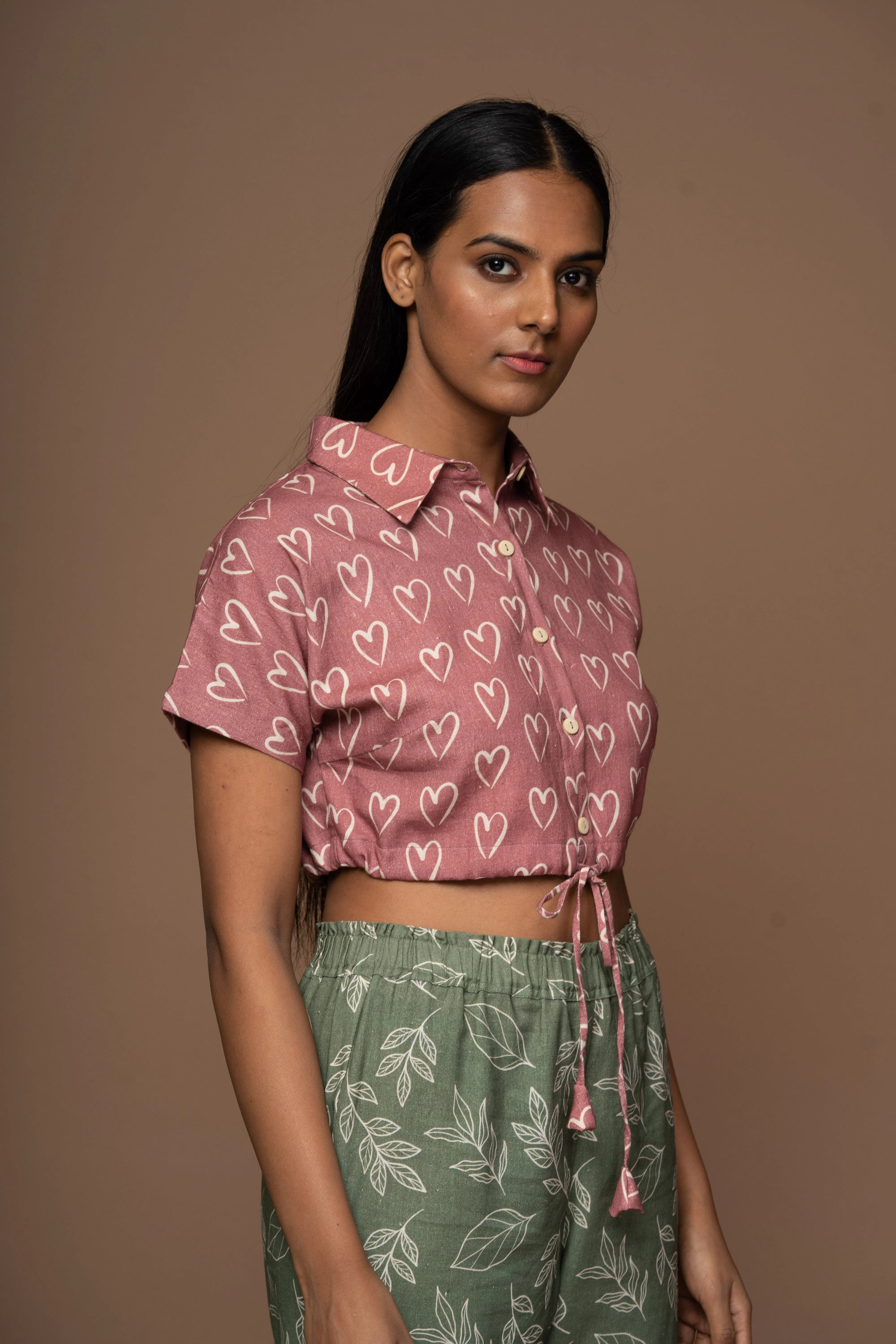 Muted Mauve Classic Collar Crop Top