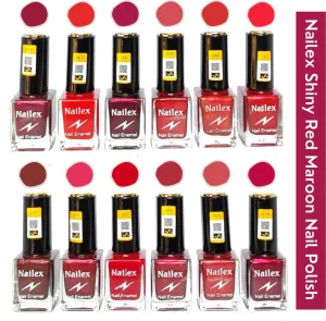 Nailex R.Maroon and Red Mix Nail Polish (Pack of 12, 9.9ML Each)