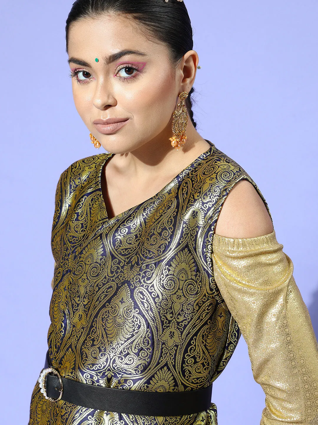 Navy Brocade Jacket