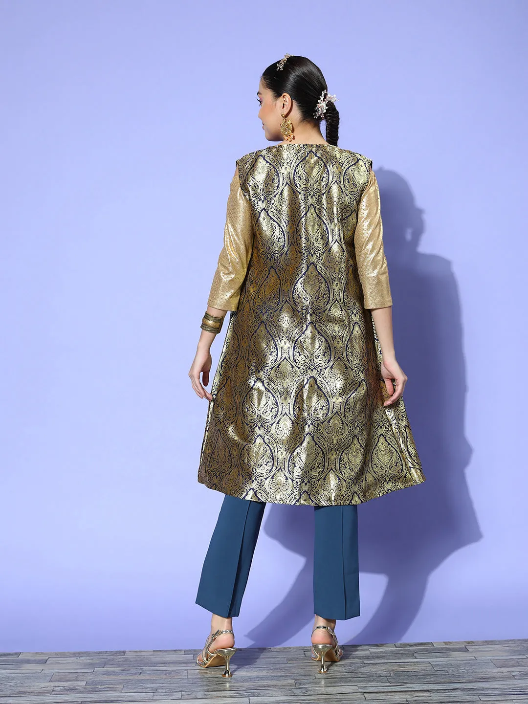 Navy Brocade Jacket
