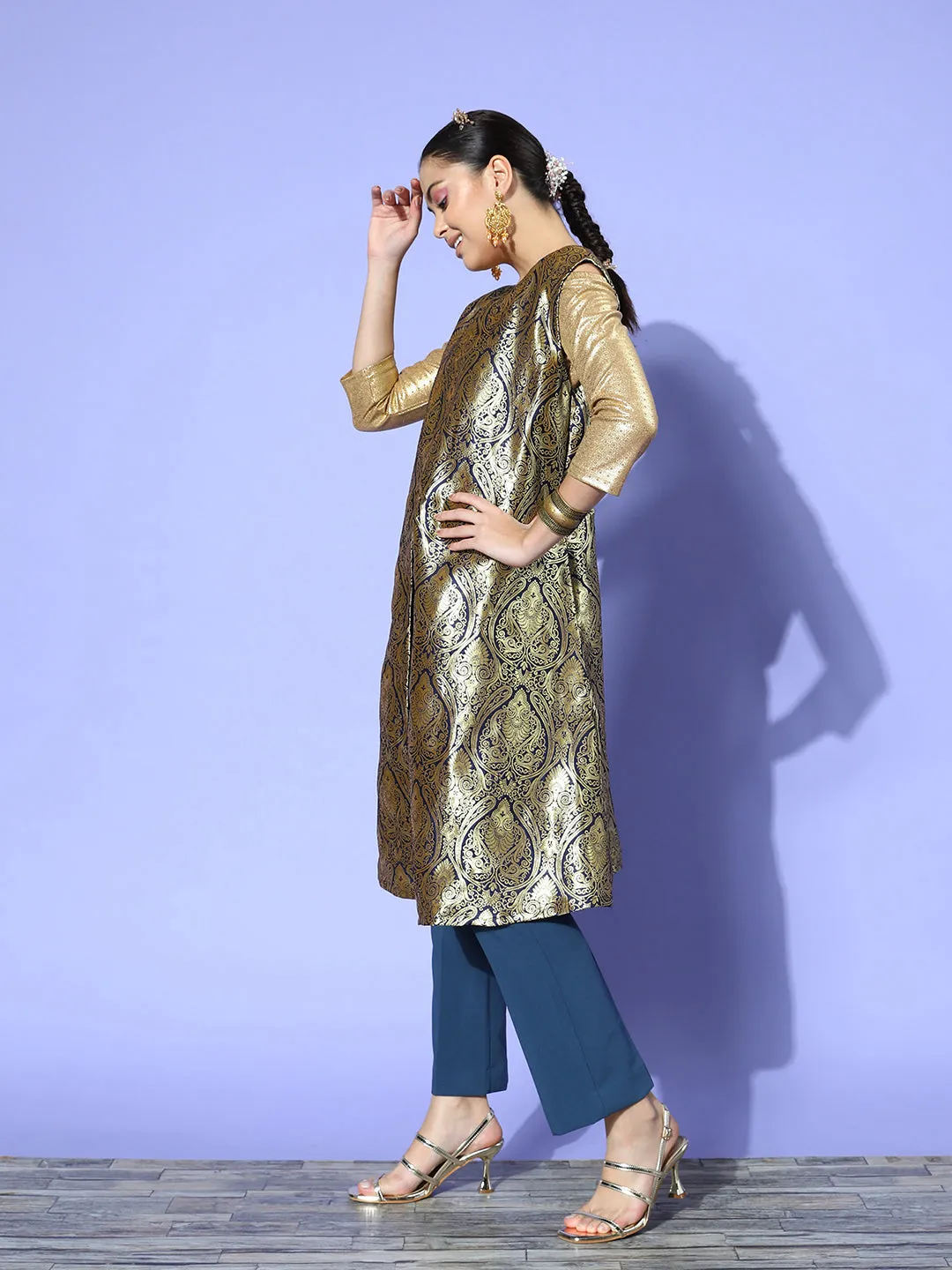 Navy Brocade Jacket