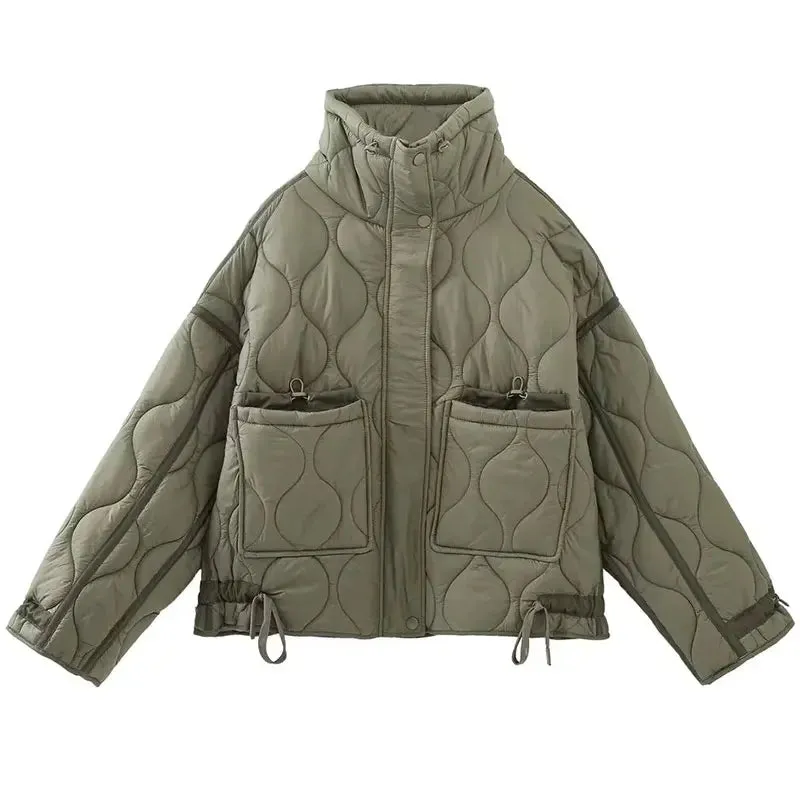 New Fashion Coat Long Sleeve Jacket With Drawstring Versatile Hight Street Outerwear Stylish Winter Jacket