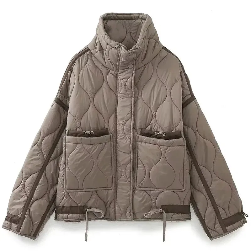 New Fashion Coat Long Sleeve Jacket With Drawstring Versatile Hight Street Outerwear Stylish Winter Jacket