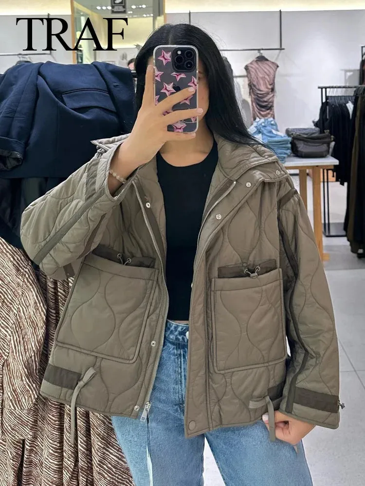 New Fashion Coat Long Sleeve Jacket With Drawstring Versatile Hight Street Outerwear Stylish Winter Jacket
