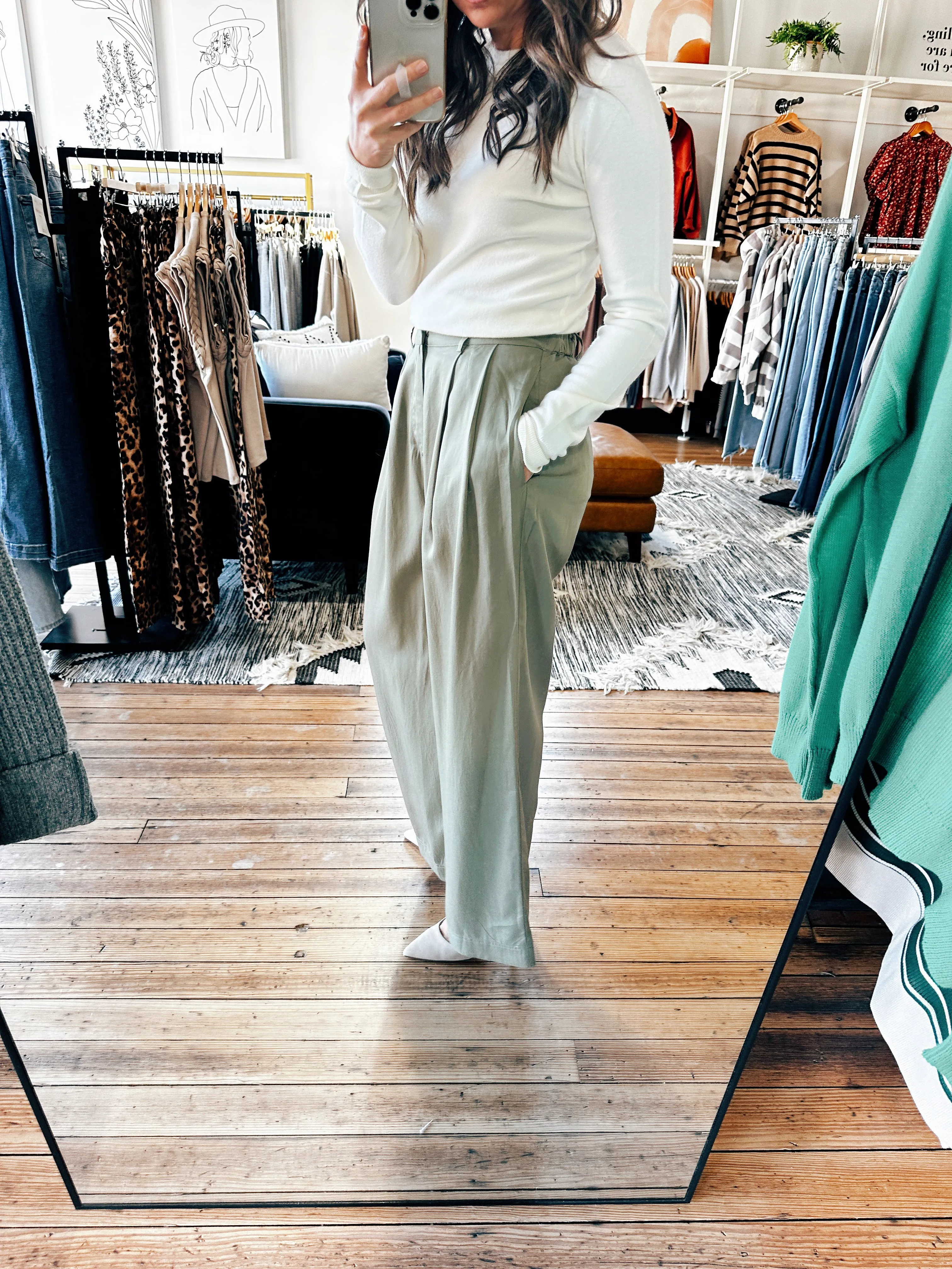 Olive Tencel Bottoms -ALL SALES FINAL