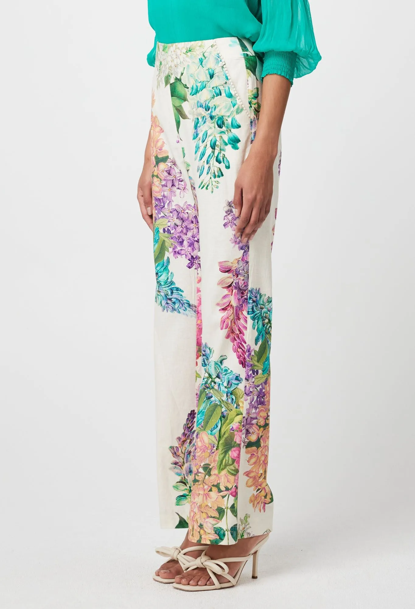 Once Was - Bahia Stretch Linen Rayon Pant - Wisteria Alba