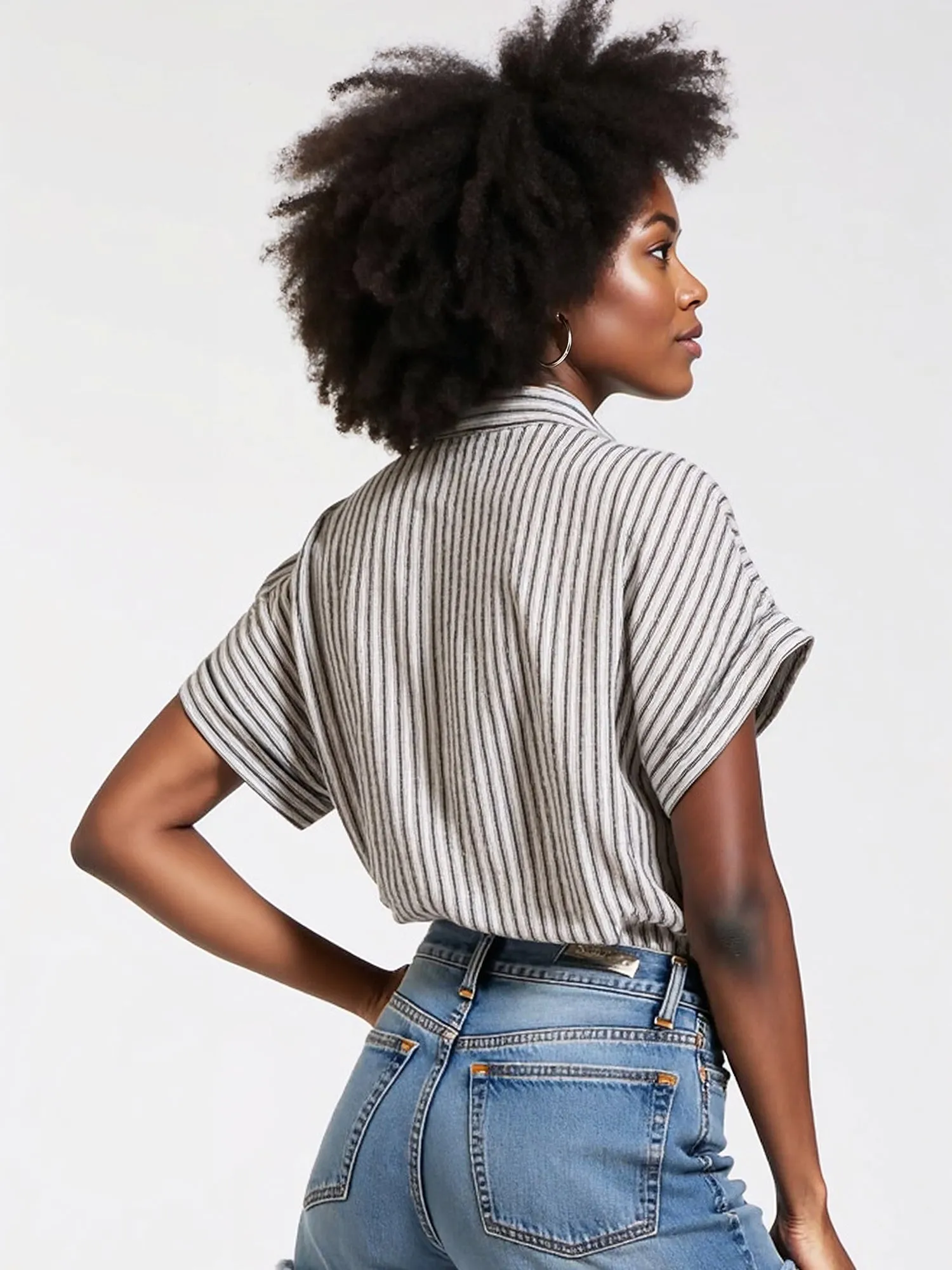 One Pocket Stripe Button Down Shirt