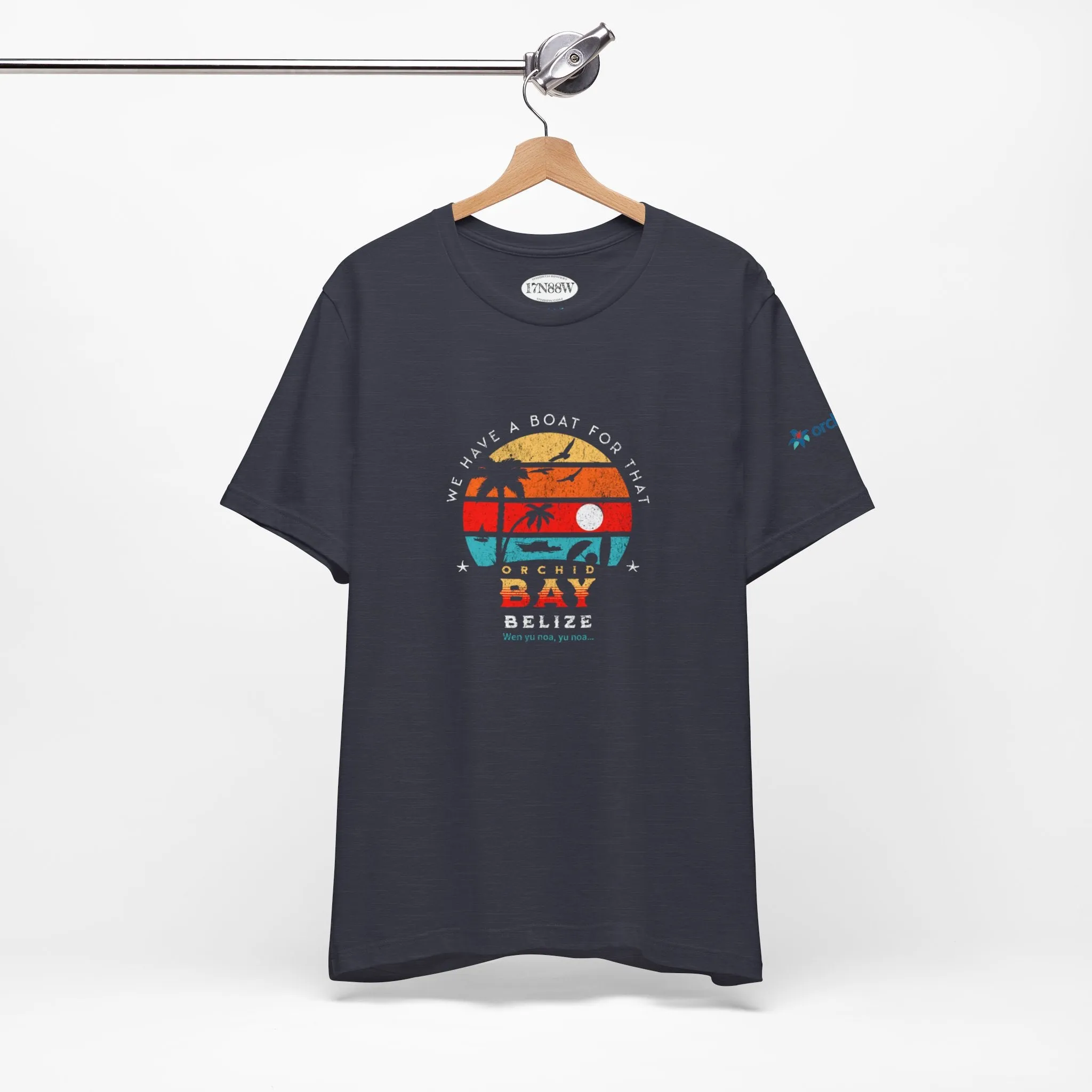 Orchid Bay | Unisex Short Sleeve Tee | We Have a Boat For That | Retro Sunset