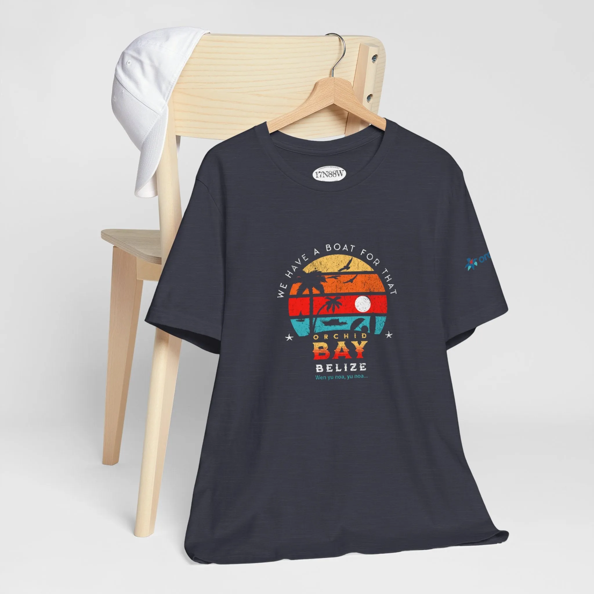 Orchid Bay | Unisex Short Sleeve Tee | We Have a Boat For That | Retro Sunset