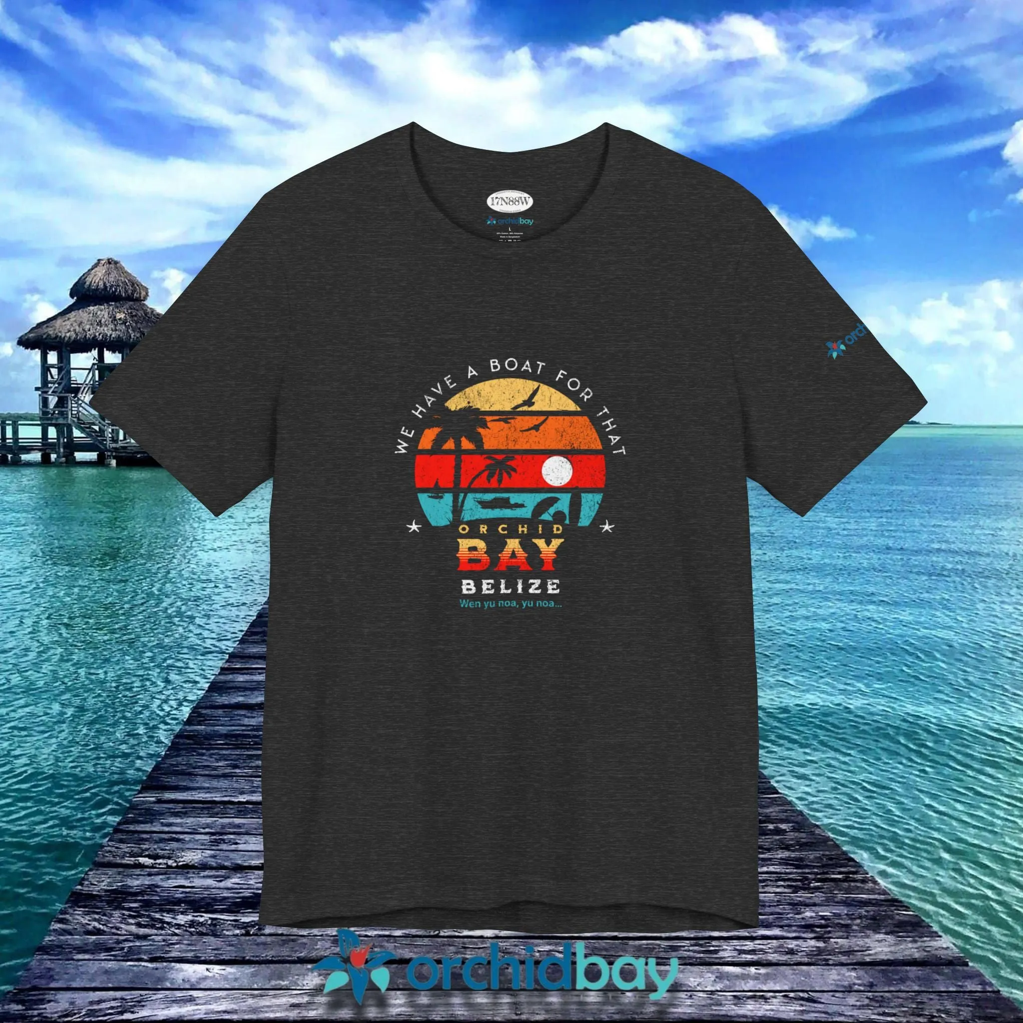 Orchid Bay | Unisex Short Sleeve Tee | We Have a Boat For That | Retro Sunset